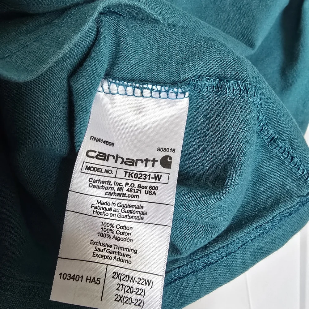 Carhartt Womens Teal Long Sleeve Tee with Pink Graphic - Picture 4 of 5